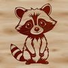 A cartoon raccoon illustration designed as vector art for digital printing and cutting machines.