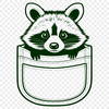 Raccoon Peeking from Behind a Pocket A vector illustration of a curious raccoon peeking out from behind a pocket.