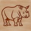 Adorable Rhino Silhouette A simple line drawing of a cute rhino standing on the savannah in an SVG format.