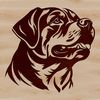 A high-quality digital illustration of a Rottweiler's head, suitable for various uses including clip art and vector design.
