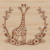 Giraffe Silhouette in the Savannah A tall, spotted animal with long neck and legs, roaming in a grassy savannah.