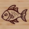 Colorful illustration of a cute cartoon fish with friendly facial expression.