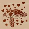 SVG Sea Creature Art with Heart-Shaped Design A stylized illustration of a sea turtle with heart shapes incorporated into its design.
