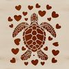 Turtle Love Illustration A sea turtle swimming in the ocean with hearts floating above it, a vector illustration.