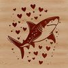 Love Heart Shark Illustration A stylized illustration of a shark surrounded by love hearts, featuring a sea creature in a fun and playful design.
