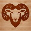 A simple illustration of a sheep's head with distinctive features.