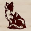 A high-quality vector illustration of a Shetland sheepdog sitting on its haunches.