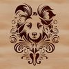 Cute Dog Face SVG Graphics Close-up illustration of a Shetland sheepdog's head, featuring intricate details.