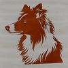 Sheltie Dog Head Illustration in SVG Format A portrait illustration of a Shetland Sheepdog's head, featuring a distinctive face with floppy ears.