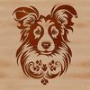 A detailed illustration of the head of a Shetland sheepdog, suitable for vector art projects.