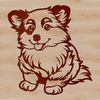 Illustration of a calm Shetland sheepdog sitting upright.