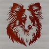 Shetland Sheepdog Silhouette with Personality A portrait of a Shetland sheepdog with its head tilted slightly to the side.