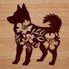 Shiba Inu Dog Breed Vector Graphics A standing Shiba Inu breed dog, depicted in a simple, illustrative style.