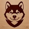 A stylized illustration of a Shiba Inu dog's head.