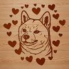 Adorable Shiba Inu Portrait A close-up illustration of a Shiba Inu's head with love hearts surrounding it.