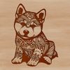 Whimsical Shiba Inu Illustration A stylized illustration of a seated Shiba Inu dog with ornate details.