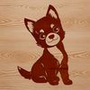 A sitting Shiba Inu dog with distinctive fox-like features, suitable for graphic design.