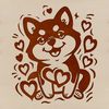 Lovable Shiba Inu Illustration A sitting Shiba Inu with love hearts, illustrated in vector format.