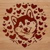 Free Vector Art Shiba Inu Head Design A stylized illustration of a Shiba Inu's head with love hearts surrounding its features.