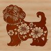 Shih Tzu in a Garden Setting A standing Shih Tzu breed dog in a floral setting.