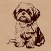 Shih Tzu Breed Profile Icon A small breed dog sitting on its hind legs with a curved face and fluffy fur.