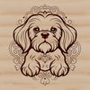 Stylized Seated Companion A stylized illustration of a seated Shih Tzu with ornate features.