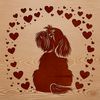 Sweet Shih Tzu Illustration with Love Hearts A sweet Shih Tzu sitting on its hind legs with love hearts surrounding it.