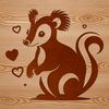 Cute Skunk Silhouette with Love A skunk animal illustration with love hearts surrounding its body.