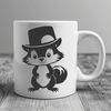 A cartoon skunk wearing a hat, created as vector art for digital and printable projects.