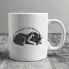 Relaxed Skunk Illustration A skunk lying on its side with its eyes closed, illustration of an animal in a relaxed position.