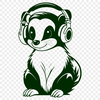 Wild Skunk in Hipster Attire A simple illustration of a skunk with headphones, suitable for vector design and cutting machine applications.