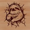 Cute Sloth Face Graphic A sloth's head facing forward with its tongue out.