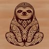 Vector illustration of a sloth in ornate detail.