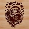 A sloth with heart symbols surrounding its body, an SVG graphic illustration suitable for various design projects.