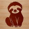 Close-up illustration of a sloth's face with distinctive markings.