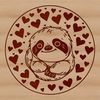 A sloth's head with love hearts and details designed for vector art.