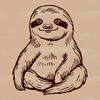 A hand-drawn illustration of a sloth in a tree, created as a vector graphic.