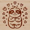 A cute sloth with love hearts surrounding its body, suitable for vector design and cutting machine projects.