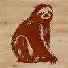 A high-quality digital illustration of a sloth in a forest environment.