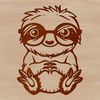 Cute Cartoon Sloth Character in Glasses A cartoon sloth character wearing glasses, created as a vector graphic.