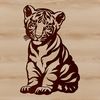Beautiful Tiger Illustration A sitting tiger, a big cat species found in the wild, depicted as a vector art illustration.