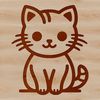 Cute Feline Line Art A simple line drawing of a cute cat sitting, suitable for personal or commercial use as clip art in various formats.