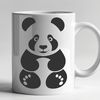 A simple vector graphic of a panda with bold lines and minimal details.