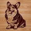 Free Vector Graphic Dog Design A stylized illustration of a Welsh Corgi sitting on its haunches, suitable for vector graphics design.