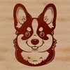 A detailed vector illustration of the head and face of a Welsh Corgi dog.