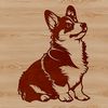 Cute Welsh Breed Sitting Portrait A digital representation of a Welsh Corgi animal in a seated position.