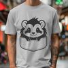 Striped Skunk SVG Image A wild animal skunk with distinctive black and white stripes standing upright on its hind legs.