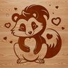 Stylized Skunk Illustration with Hearts A stylized illustration of a skunk with hearts incorporated into its design.