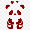 Free Vector Love Panda Image A cute cartoon panda with love hearts surrounding it, ideal for various uses such as crafting or graphic design.