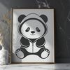 Cute Panda Wearing a Hoody SVG A digital illustration of a panda in a casual hoody, suitable for various design applications.